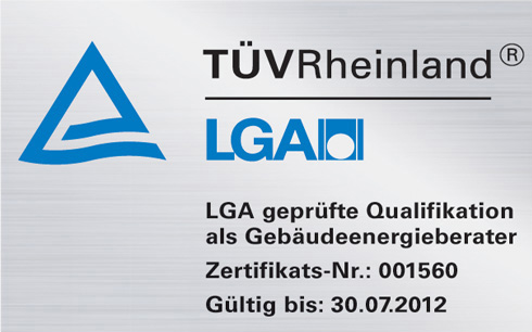 TÜV / LGA - Zertifikat: Gebäudeenergieberater